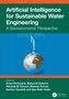 "Artificial Intelligence for Sustainable Water Engineering" ist der Titel. Globus mit Wassertropfen, grüne und blaue Farben., Buch