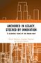 Text: "Anchored in Legacy, Steered by Innovation: 75 Glorious Years of the Indian Navy." Autoren: Kalesh Mohanan, Anupama Thapliyal, Jeevitesh Saharan. Orange-weiße Grafik mit Linien, die Gebäude andeuten., Buch