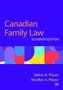 "Canadian Family Law, Eleventh Edition" in gelber und weißer Schrift auf blauem Hintergrund, bunte geometrische Formen., Buch