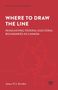 Text in Großbuchstaben: "WHERE TO DRAW THE LINE: READJUSTING FEDERAL ELECTORAL BOUNDARIES IN CANADA". Roter Hintergrund mit Ahornblättern., Buch