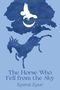 "The Horse Who Fell from the Sky. Keerat Kaur." Silhouette eines Pferdes und einer Eule vor einem blauen Nachthimmel., Buch