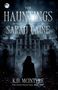 "The Hauntings of Sarah Caine" von K.D. McIntyre, ein verlassenes Herrenhaus bei Vollmond und kahlen Bäumen., Buch