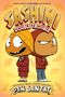 „Sashimi: Double Trouble“ oben, „Dan Santat“ unten. Zwei Cartoon-Figuren in farbigen Outfits vor gelbem Hintergrund.