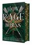 "How Rage Burns", darunter "Tricia Levenseller". Grünes Design mit goldenen Ornamenten und gekreuzten Pfeilen., Buch
