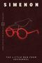„SIMENON“ und „THE LITTLE MAN FROM ARCHANGEL“. Rote Brille mit Vogel darüber., Buch