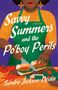 „Savvy Summers and the Po'boy Perils“ ist der Titel eines Buchcovers. Eine Frau schneidet ein Sandwich mit Gemüse., Buch