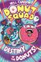 "Neill Cameron: Donut Squad. Destiny of the Donuts!" Illustration von Donuts mit Gesichtsausdrücken und Robotern in Bewegung.