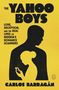 "The Yahoo Boys" in großer Schrift, darunter Text über Liebe und Betrug. Silhouette eines Mannes und einer Frau mit Handy.