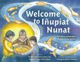 „Welcome to Iñupiat Nunat. The Story of the Real People of the Arctic.” Illustrierte Szene mit Fischen um drei Menschen., Buch
