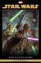 Star Wars: The Clone Wars - Legends. Illustration von Jedi-Rittern mit Lichtschwertern in einer futuristischen Umgebung.