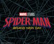 "MARVEL STUDIOS SPIDER-MAN BRAND NEW DAY" steht über einem Spinnennetz-Hintergrund.
