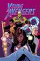 Text "Young Avengers"; Illustration von sechs jungen Superhelden in dynamischen Posen vor lila Hintergrund., Buch