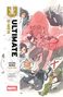Texte: "ULTIMATE X-MEN", "FIX THE WORLD YEAR ONE", "PEACH MOMOKO", "MARVEL". Illustration von Superhelden in Aktion., Buch