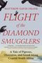 "Flight of the Diamond Smugglers" von Matthew Gavin Frank; Pinguine am Himmel, Küstenlandschaft im Hintergrund., Buch