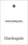 Text: "Cover coming soon." und "Harlequin". Einfaches Design mit einem kleinen grauen Rauten-Symbol oben.
