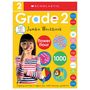 "Grade 2 Jumbo Workbook" mit bunten Lernelementen und einem fröhlichen Mädchen mit Lupe, auf gelbem Hintergrund.