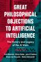 Großer, fetter Text "Great Philosophical Objections to Artificial Intelligence". Hintergrund halb rot, halb blau, technisch., Buch