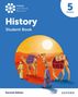 Text: "History Student Book, Second Edition, Primary, 5".  
Illustration: Kamele mit Führern in einer Wüstenlandschaft., Buch