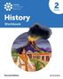 "Oxford International Resources", "History Workbook", "2 Primary", "Second Edition". Illustration einer Person vor einem ausbrechenden Vulkan., Buch