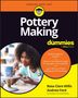 "Pottery Making for Dummies" mit Hinweisen zu Projekten, Tonarten und Formtechniken. Frau arbeitet an Töpferscheibe., Buch