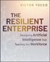Text: "THE RESILIENT ENTERPRISE. Designing Artificial Intelligence that Teaches the Workforce." Heller Hintergrund mit Linien., Buch
