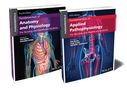 Zwei Lehrbücher für Pflege, eines über Anatomie, das andere über Pathophysiologie mit anatomischen Illustrationen auf dem Cover., Buch