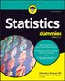 "Statistics for dummies" steht groß im Vordergrund. Modernes geometrisches Muster mit bunten Strukturen im Hintergrund.