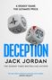 Text: "A deadly game. The ultimate price. DECEPTION. Jack Jordan. The Sunday Times Bestselling Author." Zwei Würfel, Symbole wie Herz und Totenkopf., Buch