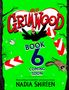 "Grimwood Book 6 Coming Soon" in großen Lettern. Ein Rabe mit Partyhut, ein lachender Waschbär, leuchtendes Grün.