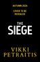 "Autumn 2026, Cover to be revealed, The Siege, Vikki Petraitis" in gelber und weißer Schrift auf schwarzem Hintergrund.