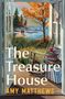„The Treasure House, Amy Matthews“. Eine Illustration zeigt eine offene Tür, eine Landschaft mit Bäumen und Personen am Meer.
