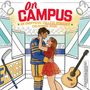 "On Campus: An Unofficial College Romance Colouring Book." Illustration: Ein Eishockeyspieler und eine Frau umarmen sich., Buch