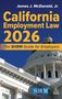 Cover eines Buches: "California Employment Law 2026", weißes Gebäude mit Säulen im Hintergrund, SHRM und Kogan Page Logos.