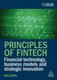 "PRINCIPLES OF FINTECH" oben grüne Ikonen auf sechseckigem Muster; Autor Alex Zarifis; dunkler Hintergrund; Verlagssymbol.