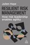 Julien Haye: Resilient Risk Management. Text in Weiß und Schwarz auf grauem Hintergrund, mit abstrakten Formen.