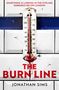 Text: "Something is lurking in the stifling darkness below London", "The Burn Line", "Jonathan Sims". Ein zerschlagener Thermometer an einer Kachelwand.