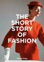 „THE SHORT STORY OF FASHION“ und „Marnie Fogg“ in Weiß auf rotem Damenanzug, Hut, weiße Handschuhe., Buch