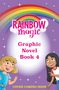 "Rainbow Magic Graphic Novel Book 4. Cover Coming Soon." Illustration: Zwei Mädchen, Regenbogen, lila Hintergrund, Sterne.