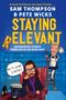 Buchtitel: "Staying Relevant" von Sam Thompson und Pete Wicks. Cartoonfiguren, einer schreibt an Schreibmaschine, anderer in Verkleidung., Buch