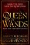 Text: "Walk the path. Save the queendom. Queen of Wands. Book 1 in the Tarocco Saga. Cover to be revealed. Leigh Eposito."  
Goldene Schrift auf dunkelrotem Hintergrund mit Funken.