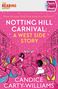 "Notting Hill Carnival: A West Side Story" von Candice Carty-Williams; karnevalistische Illustration in Pink.