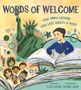„Words of Welcome: How Emma Lazarus Gave Lady Liberty a Voice.” Illustration einer Frau, Freiheitsstatue und Gesichter.