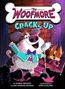 "The Woofmore Cracks Up" steht über einem fröhlichen Hund im Anzug mit Mikrofon und einem lachenden Fuchs., Buch