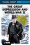 Text: "The Great Depression and World War II", "Manga Quest History". Mann im Anzug vor stürmischer See und gelber Weltkugel., Buch