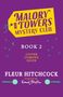 "Malory Towers Mystery Club", "BOOK 2", "COVER COMING SOON", "FLEUR HITCHCOCK". Lila Hintergrund, gelbes Etikett.