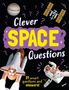 „Clever SPACE Questions“, Illustration mit Raumfähre, Astronaut, Jupiter und Raumstation. 21 Fragen und Antworten.