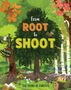 Text: "FROM ROOT TO SHOOT. THE STORY OF FORESTS." Illustration von Bäumen, Tieren und Pflanzen in einem Wald.
