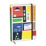 „Olivetti Lettera Journal“ steht auf dem Buchrücken. Bunte, geometrische Muster und Illustrationen auf dem Umschlag., Buch