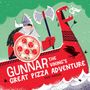 "Gunnar the Viking's Great Pizza Adventure" ist eine bunte Illustration mit einem Wikinger, der eine Pizza hält., Buch