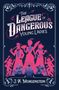 "The League of Dangerous Young Ladies" von J.A. Morgenstein. Silhouetten von Frauen und mysteriösen Kreaturen vor einem pinken Hintergrund., Buch